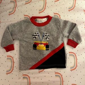 Gray and Red Toddler Sweatshirt with Race Car Design